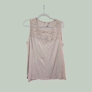 HM Light Pink Lace Yoke Sleeveless Top Tank XL P/N 0613459 7